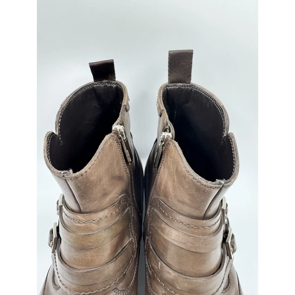 Sergio Rossi Men Size 7 Brown Leather Ankle Boots
